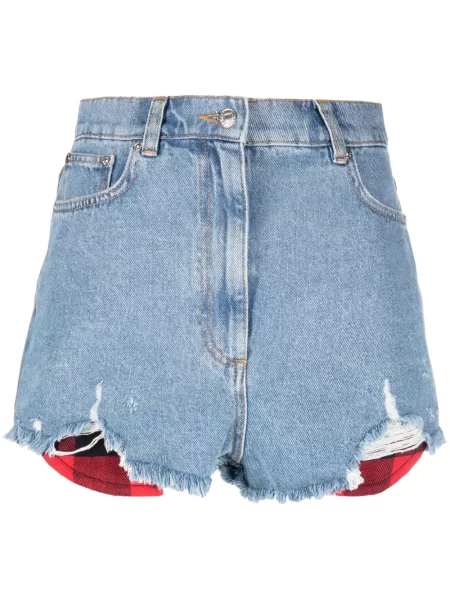 Pantaloni scurți din denim Moschino cu talie înaltă albastru