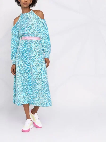 Raštuotas kostiumas suknele Stella Mccartney leopardinis mėlyna