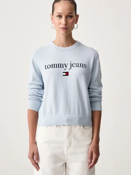 Tommy Jeans pulover pentru femei cu amestec de lână albastru