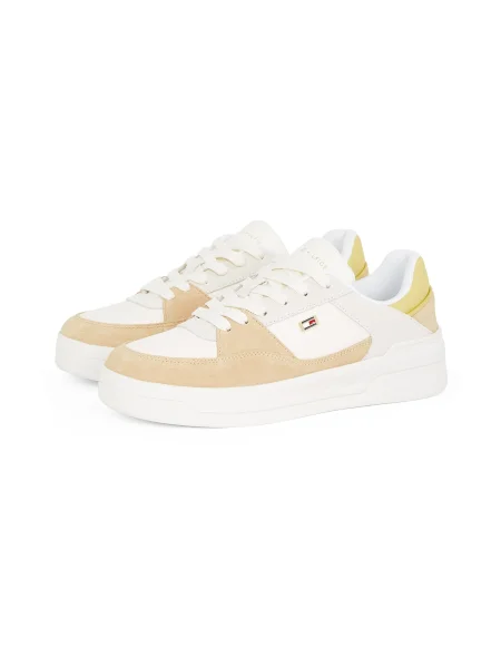 Tommy Hilfiger Usnjene superge ESSENTIAL BASKET SNEAKER bež
