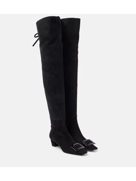 Cizme Roger Vivier din piele de căprioară negru