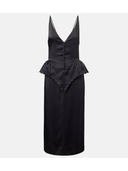 Satenska peplum midi obleka Stella Mccartney nad koleni črna