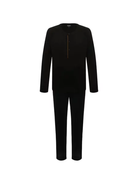 Pijamale Zegna cu guler henley albastru