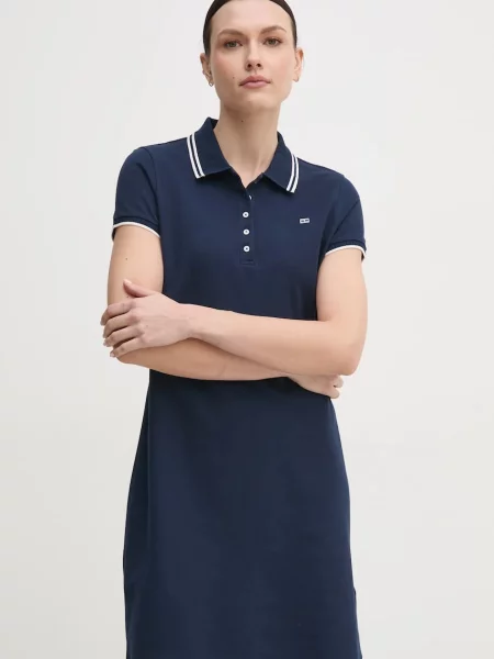 Рокля Tommy Hilfiger къса със стандартна кройка тъмносиньо