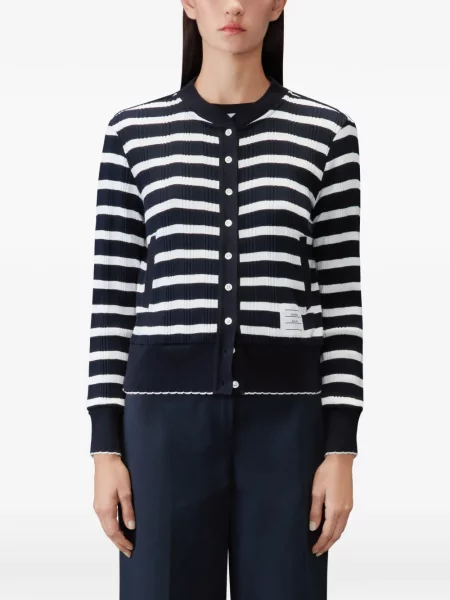 Cardigan Thom Browne cu dungi albastru