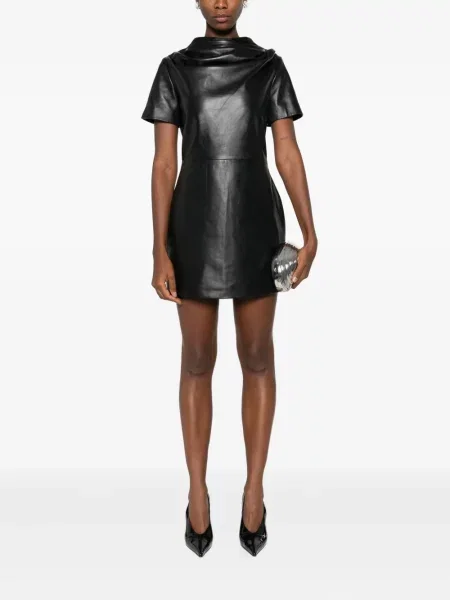 Rochie mini Giuseppe Di Morabito din piele drapată de costum negru