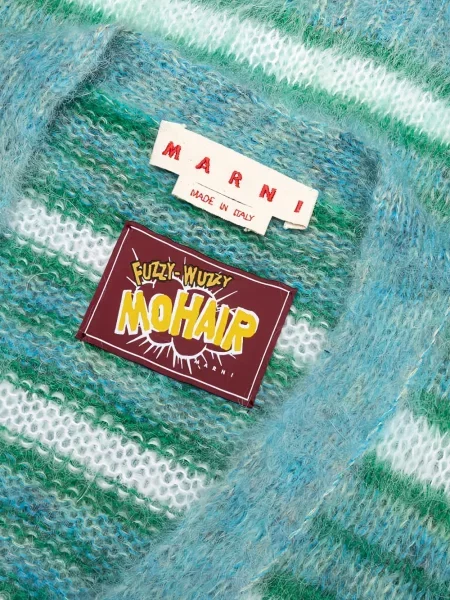 Cardigan Marni cu dungi cu decolteu în V verde
