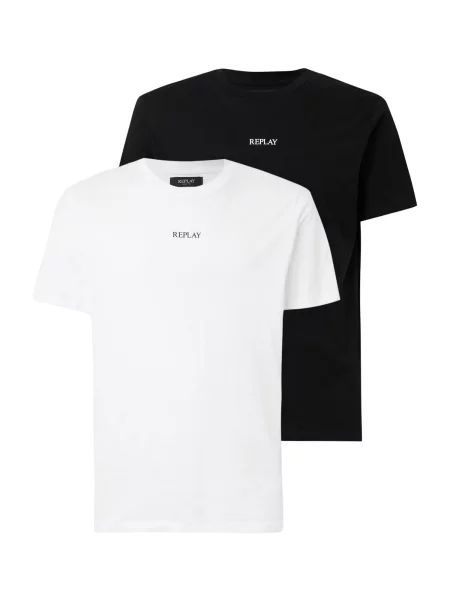 REPLAY Tricou negru alb