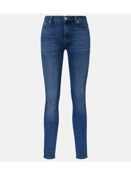 Skinny talia jeansy skinny 7 For All Mankind niebieskie