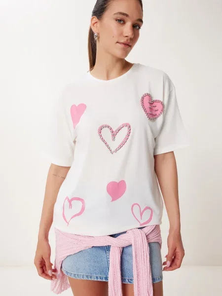 Happiness İstanbul Tricou ecru roz