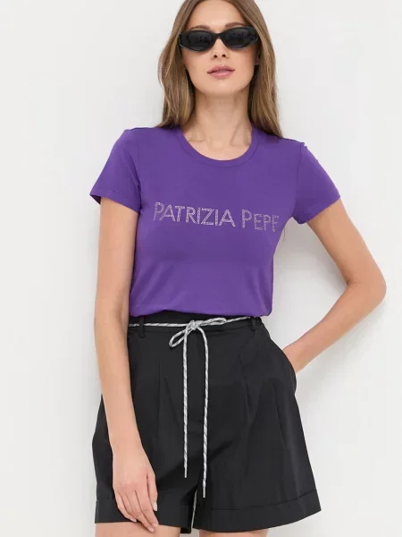 Тениска Patrizia Pepe лилаво виолетово