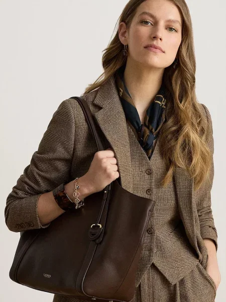 Кожаная сумка шоппер Lauren Ralph Lauren
