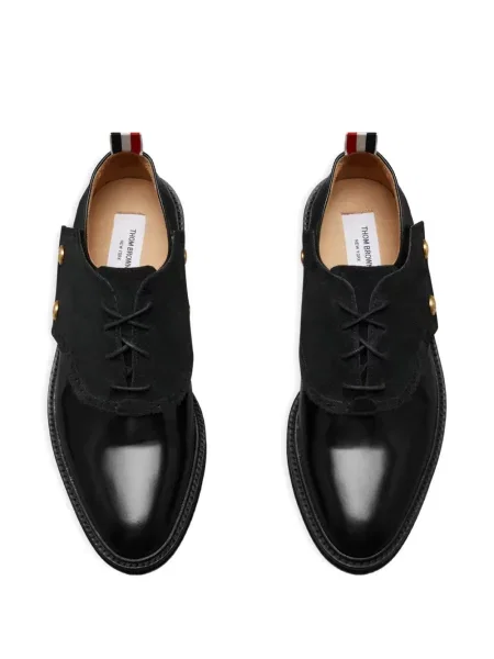 Pantofi derby Thom Browne din piele de căprioară negru