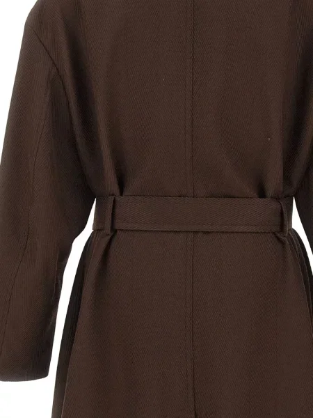 Cu centură palton Boss cu model herringbone maro