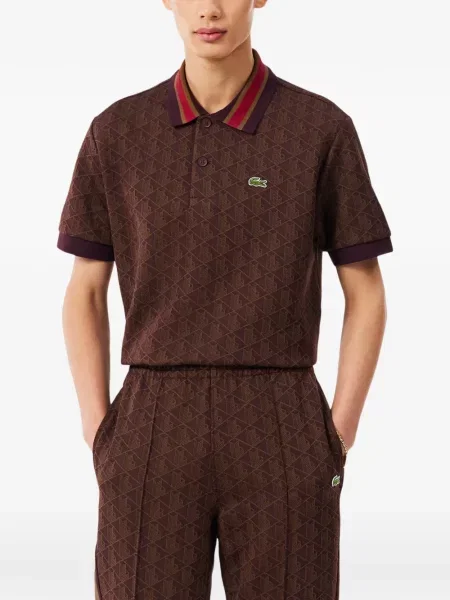 Tricou polo Lacoste din jacard maro