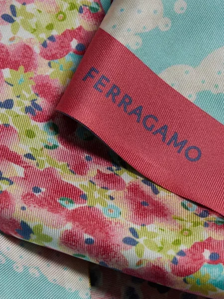 Pantaloni palazzo Ferragamo cu imagine albastru