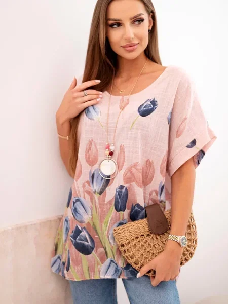 Cămașă Kesi Włoski cu model floral albastru