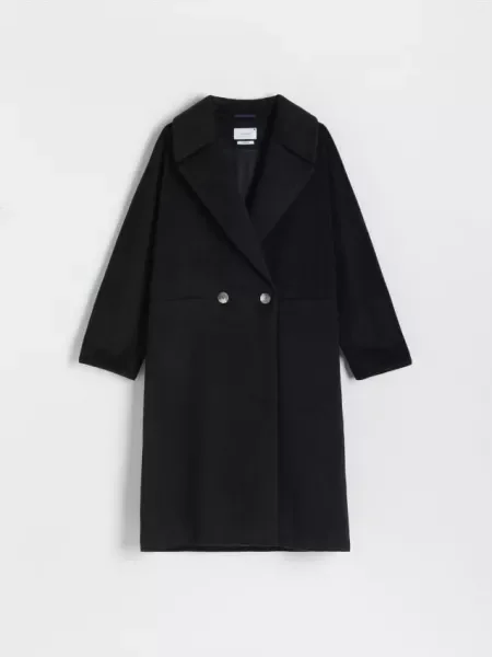 Reserved Palton cu două rânduri de cu lână negru
