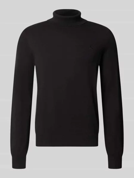 Sweter z dzianiny o kroju regular fit z golfem Lerros czarny