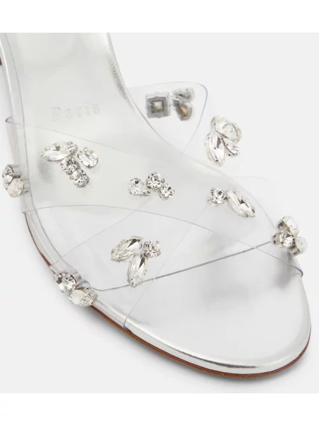 Kožené sandále Christian Louboutin strieborná