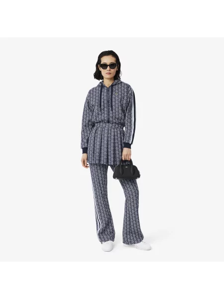 Lacoste Rozkloszowane Spodnie Dresowe Z Monogramem granatowe