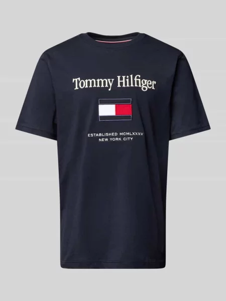 T-shirt o kroju regular fit z czystej bawełny Tommy Hilfiger granatowa