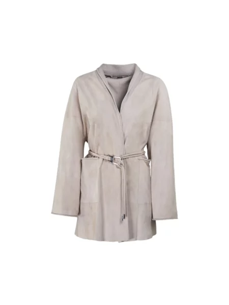 Kurtka skórzana Moorer beżowa