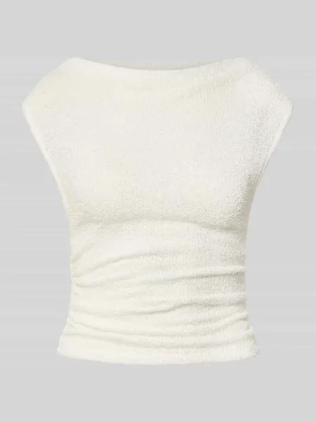 Bukiecik top Gina Tricot z dekoltem w łódkę biały