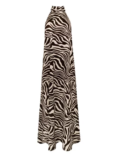 Sukienka midi Azeeza w zebrę do kolan z dekoltem halter czarna