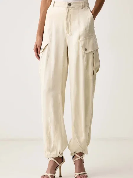 Pinko pantaloni cargo pentru femei din cupro bej