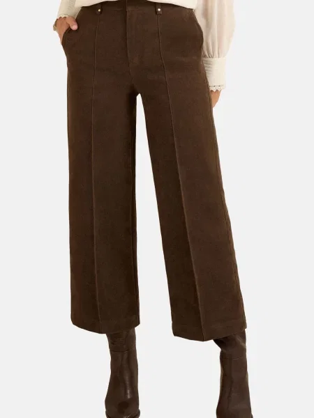 Love & roses Pantaloni cu dungă ciocolatiu