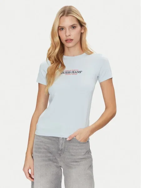 Guess Jeans Tricou celest albastru