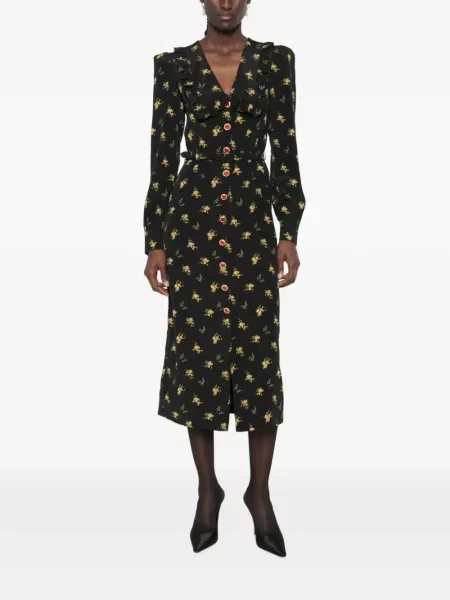 Rochie midi Alessandra Rich cu model floral cu imagine negru
