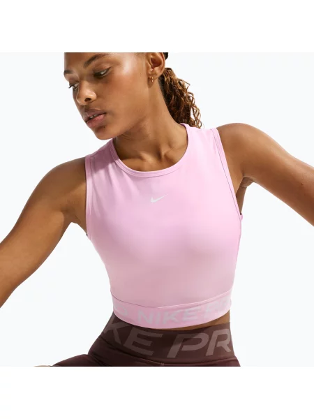 Top de antrenament pentru femei Nike Pro Dri-Fit pink foam/white alb
