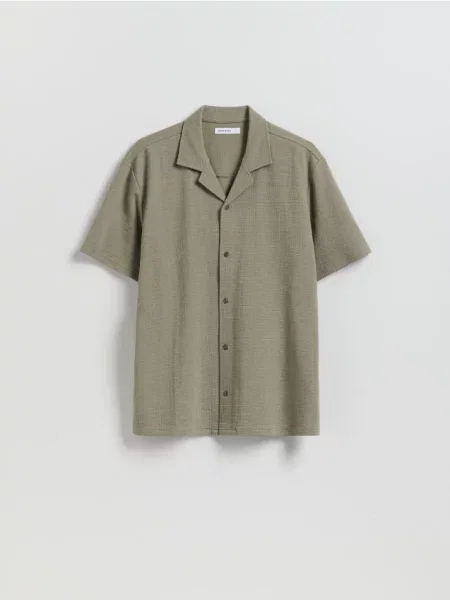 Reserved Cămașă regular fit din structurat verde-deschis verde