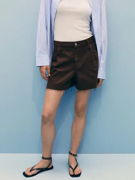 Шорти джинсові MANGO темно-коричневий коричневі