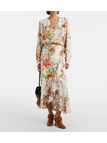 Fustă Etro cu model floral plic alb