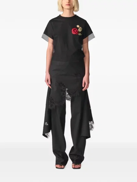Pantaloni Monse din dantelă negru