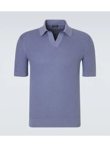Tricou polo Zegna tricotate albastru