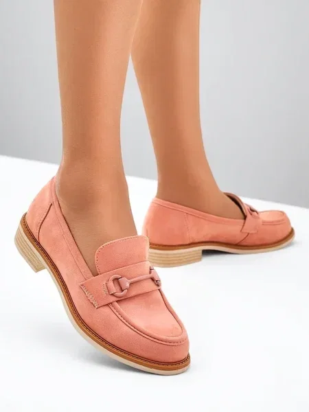 Велурени мокасини Resti розово