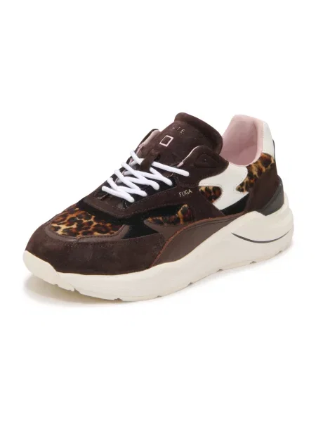 Sneakersy D.a.t.e. skórzane w panterkę brązowe
