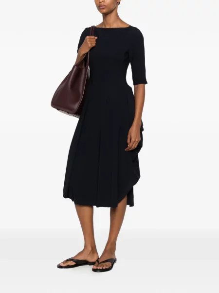 Rochie midi High cu decolteu rotund albastru