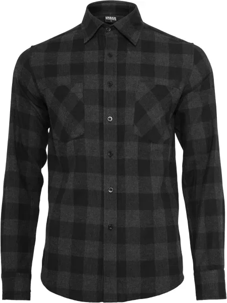 Koszula Urban Classics Checked Flanell Shirt Grey / Black S czarna