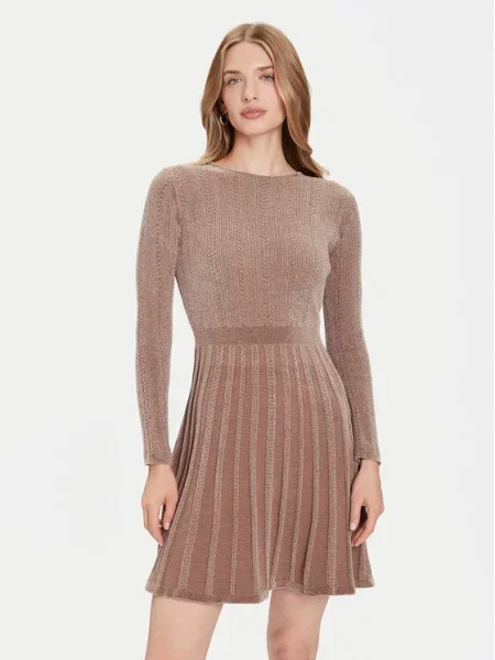 Рокля Guess MORGAN къса разкроена бежово