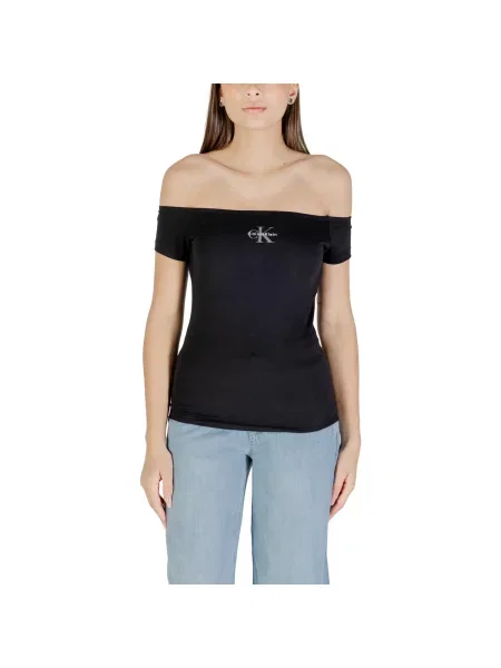 Tričko Calvin Klein Jeans s lodičkovým výstřihem černé