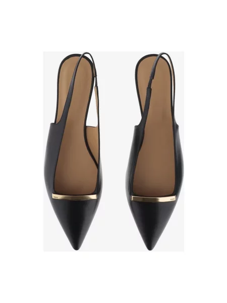 Balerinki Tod's skórzane z otwartą piętą czarne