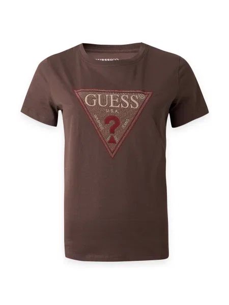 GUESS Tricou / maro închis / roșu ruginiu bej
