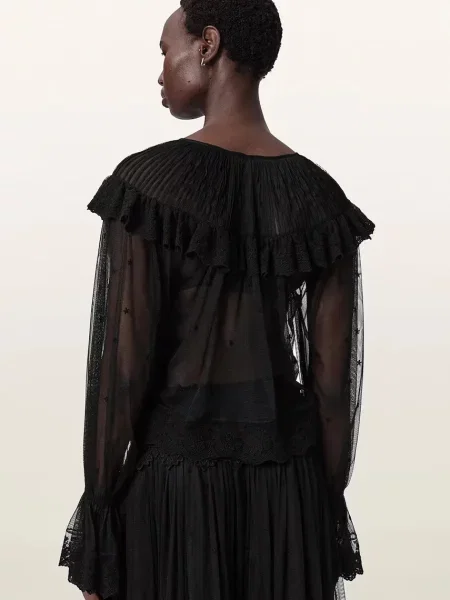 AllSaints блузка із рюшами мереживна UNRULY SUSIE LS TEE