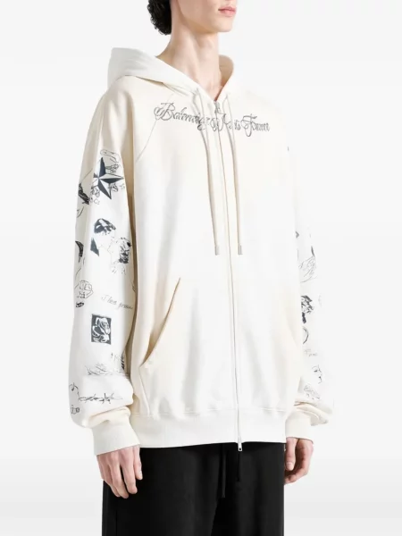 Hanorac cu glugă Balenciaga cu imagine alb
