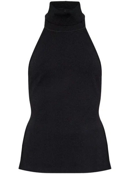 Top Cult Gaia cu gât halter negru